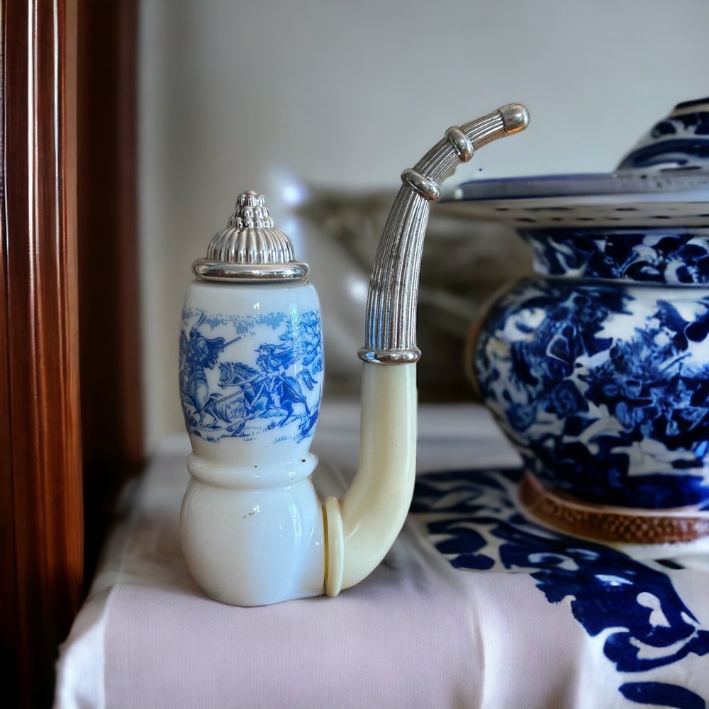 Vintage Avon Perfume Bottle, Tai Winds, Pipe Shape, Knights on Horses